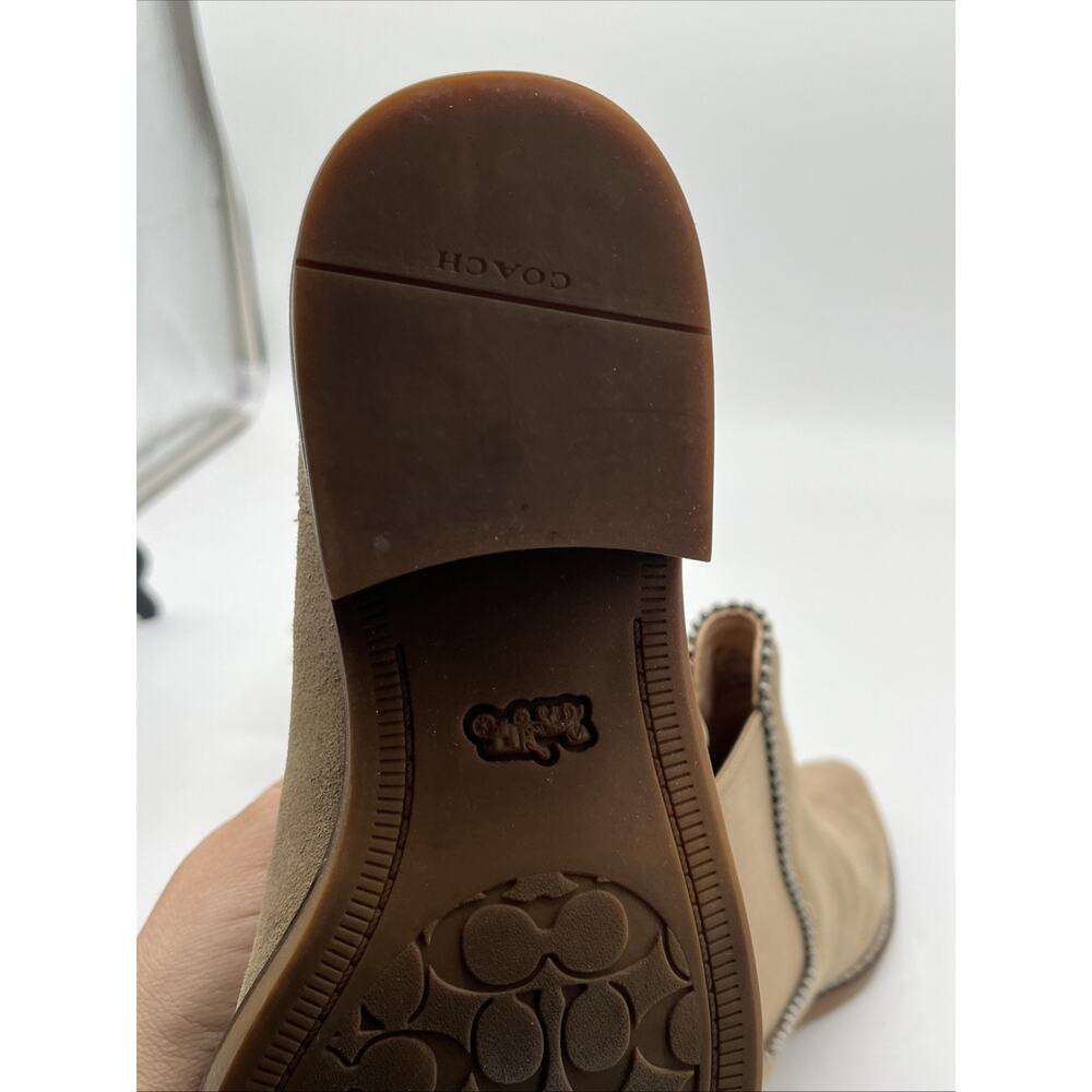 Coach Bowery Bead Suede Chelsea Ankle Boots Beige Tan Size 6B - Picture 12 of 12